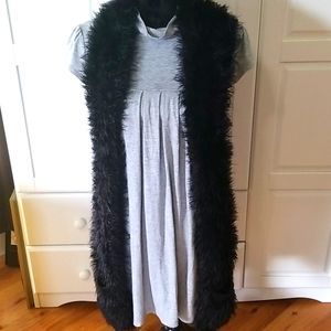 ETHYL black shaggy vest